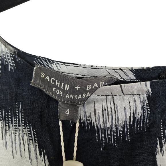 NEW Sachin + Babi Ankasa 4 Navy White Ikat Beaded Sheath Dress Sequin - Picture 3 of 6